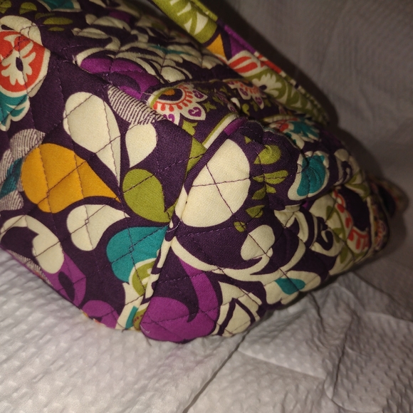 Vera Bradley Plum Crazy Pleated Tote Shoulder Bag 16"x12" x5" - Picture 9 of 12